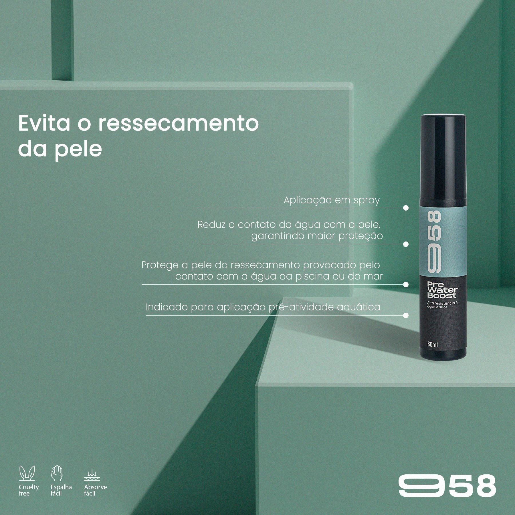 Kit 958 Loção Protetora Pre Water Boost 60ml e Loção Protetora After Water Boost 60ml, Loção Protetora Antiatrito 60ml