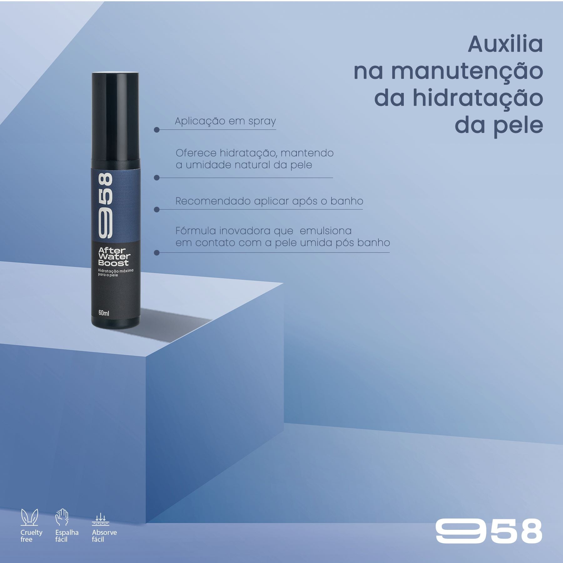 Kit 958 Loção Protetora Pre Water Boost 60ml, Loção Protetora After Water Boost 60ml, Loção Protetora Antiatrito 60ml