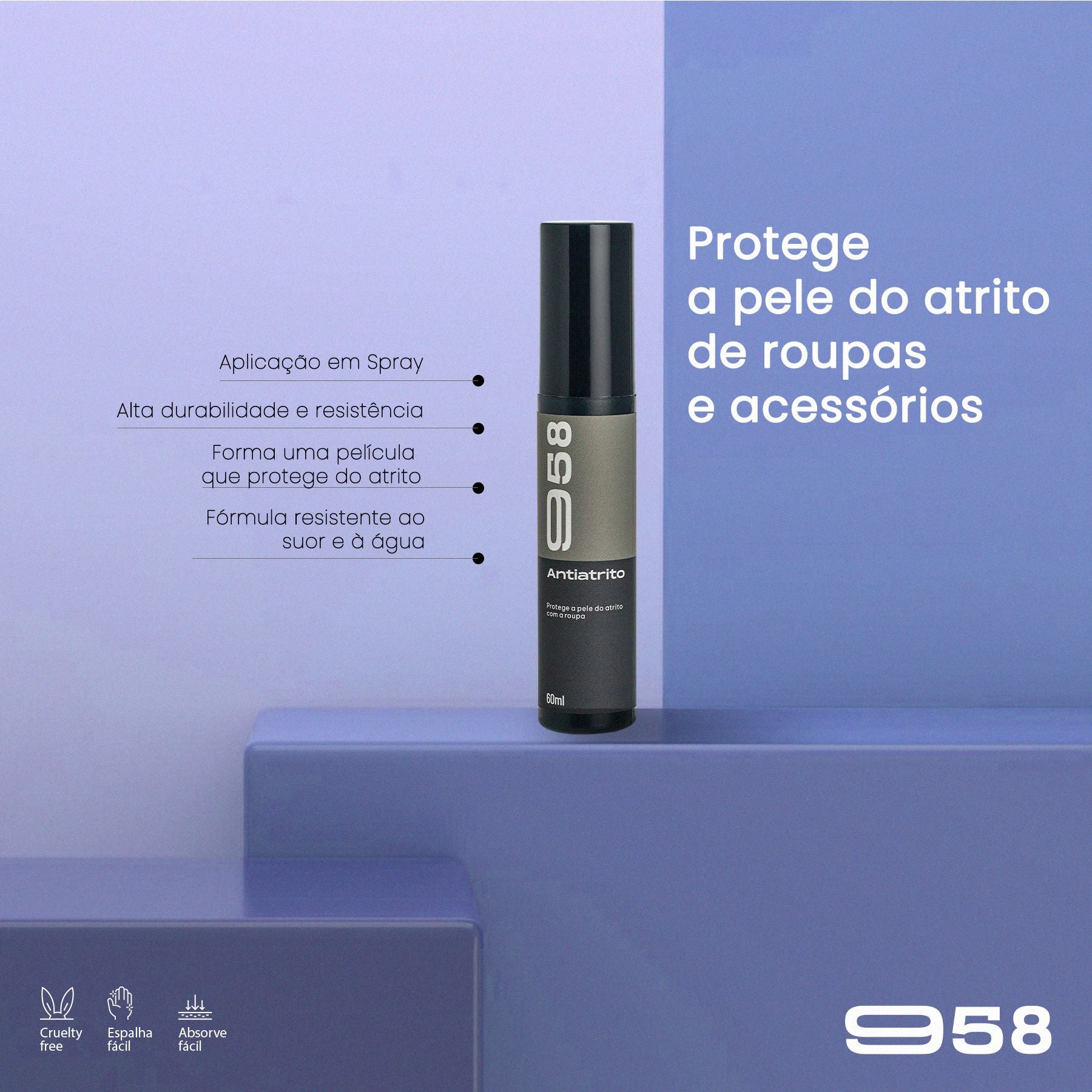 Kit 958 Loção Protetora Pre Water Boost 60ml, Loção Protetora Antiatrito 60ml